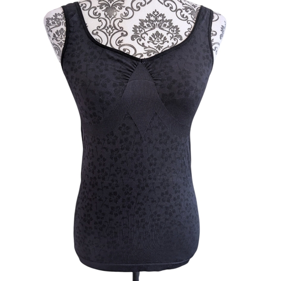 Shape Wear Camisole Fairy Grunge Goth Y2K Women S Black Floral Stretch Wireless - Picture 2 of 11